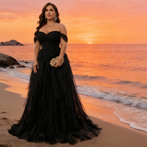 Büyük Beden Omuzları Açık Mezuniyet ve Nedime Elbisesi, Gala ve Resmi Akşamlar için Zarif Katmanlı Pasta Elbise - Product Image 4