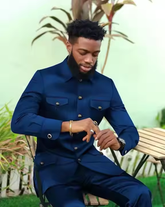 Blazer da <span class=keywords><strong>uomo</strong></span> <span class=keywords><strong>blu</strong></span> <span class=keywords><strong>scuro</strong></span> <span class=keywords><strong>completo</strong></span> formale Slim Fit e set di pantaloni da <span class=keywords><strong>uomo</strong></span> taglie forti eleganti completi da <span class=keywords><strong>uomo</strong></span> 2 pezzi - Product Image 4