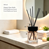 Bouteilles vides en verre pour diffuseur à bâtonnets, avec bouchon à vis en bois, design carré, pour décoration intérieure, conteneurs pour huiles essentielles