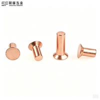Paku Keling Tembaga/Kuningan Solid Kepala Cekung (CSK/Datar) Tanpa Lapisan 12mm 15mm Paku Keling Listrik untuk Pengikat Industri