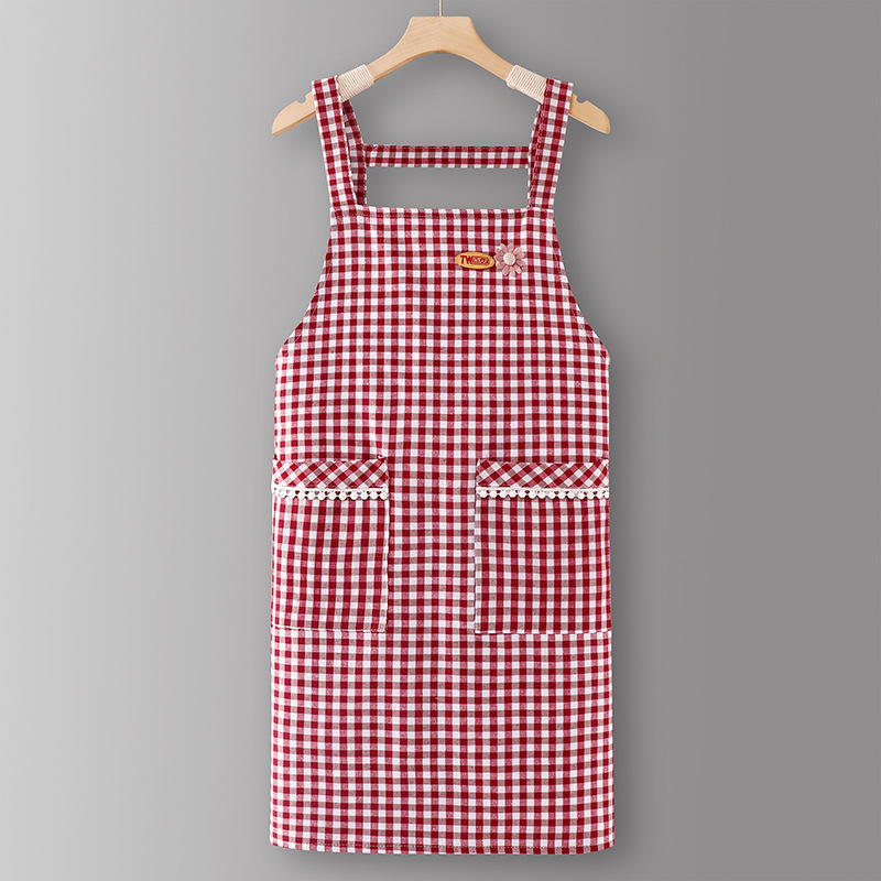 Rouge violacé LC605 Bretelles en coton à carreaux et petites fleurs
