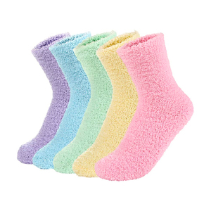 Calzini invernali colorati per dormire donna soffici e spessi viola rosa termici e comodi calzini pelosi morbidi - Product Image 1