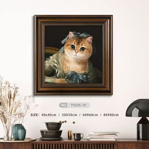 Reproduksi seni dinding kucing lucu lukisan minyak terkenal dengan bingkai kustom untuk ruang tamu atau Dekorasi kamar tidur - Product Image 5
