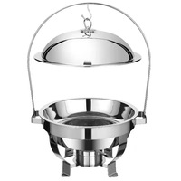 Restaurant 6L Golden Roll Top Rond Buffet Réchaud Sans Fenêtre En Acier Inoxydable Réchauffeur De Nourriture Chauffe-Plat Rotatif