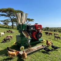 Machine à granulés d'aliments pour animaux diesel portable 150-200 kg/h, mini moulin à granulés pour porcs, moutons, chèvres, animaux d'élevage