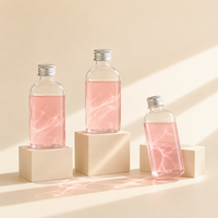 Bouteilles de jus transparentes en PET écologiques de 120 ml avec impression sérigraphique et couvercles, personnalisation d'usine, vente en gros