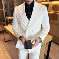 Costumes pour hommes à double boutonnage 2 pièces avec pantalon à braguette zippée pour marié, bal de promo, dîner, smoking