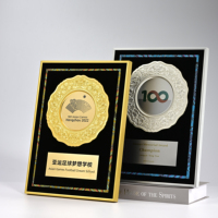 Plaque en bois haut de gamme personnalisée avec insigne métallique encastré, plaque de reconnaissance, médaille d'honneur, trophée pour cadeaux promotionnels en salon professionnel