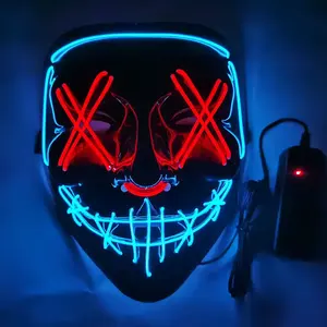 Fashion Double Color Halloween Party Led Mask Cosplay Neon EL Wire Glowing Mask