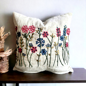 Indian Handmade Square Cotton Hand Embroidery Tufted <b>Throw</b> Pillow <b>Cover</b> Bohemian Home & Hotel Decor - Product Image 1