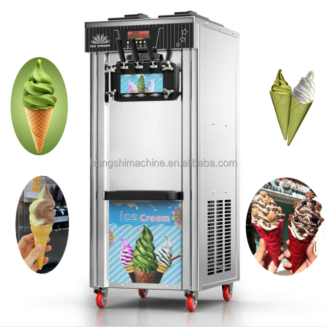 Commercial Vertical Soft Ice Cream Machine 3 Flavors New Condition Made with Ice Cream Powder