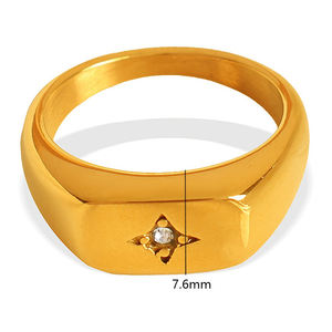 Vintage Aço Inoxidável Cubic Zirconia Anel para Mulheres Femininas 18K Banhado A Ouro Anéis Promessa De Casamento Jóias Em Massa - Product Image 6
