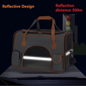 Sac de transport respirant en maille pour chat et chien, compatible avec les sièges de voiture, avec bandes réfléchissantes et poches avant - Product Image 3