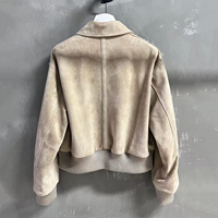 Jxwatcher Veste Bomber Femme en Daim Véritable et Peau de Mouton, avec Rivets, Fermeture Éclair, Respirante et Coupe-Vent, Collection Automne-Printemps 2026