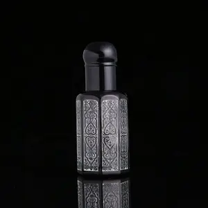 CJ-New Design Screw Cap 3ML 6ML 12ML Gold Octagon Roll On Attar Glass Essential Oil Bottle For Perfume Oud Oil
