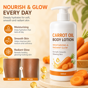 Lotion Corporelle Hydratante Éclaircissante et Blanchissante à l'Huile de Carotte 500ml pour Peaux Noires – <span class=keywords><strong>Action</strong></span> Rapide Éclat pour Femme Africaine - Product Image 1