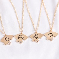 Collier patchwork en acier inoxydable créatif simple mode étoiles lune soleil nuages