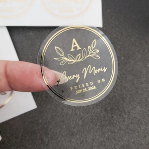 Custom Logo Fashion <b>Waterproof</b> Hot Stamping Clear Gold Foil Sticker <b>Label</b> - Product Image 1