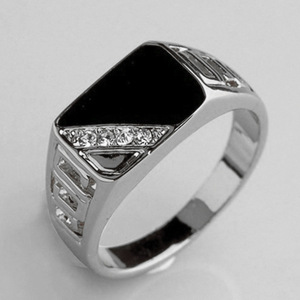 Bague géométrique pour homme T0575 en argent 925 avec cristaux de strass sertis en canal, pour un usage quotidien - Product Image 6