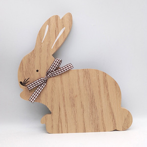 Adornos decorativos de Pascua Artesanías de madera Adornos decorativos de conejo de Pascua de una pieza personalizados - Product Image 1