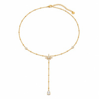 Collar SUMMLY Impermeable con Baño de Oro de 18K, Acero Inoxidable, Diseño en Y con Estrella del Norte, Octagrama con Circonitas, Joyería Elegante para Mujer, Regalo