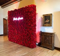 Soie 3D Fleur Mur Rouge Rose Fleur Panneau Mural pour Décoration de Mariage Différents Types à Personnaliser Dernière Conception Toile de Fond mur fleur