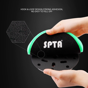 SPTA 5''/6'' T120 Tampon de polissage en mousse verte à coupe lourde pour polisseuse de voiture DA/RO/GA pour éliminer les rayures 1200/1500 #   Marques de disques abrasifs - Product Image 3