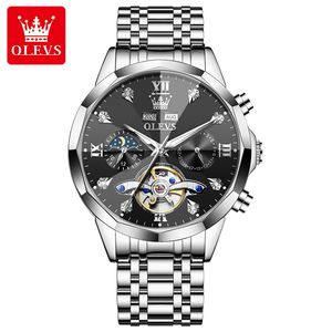 Gran <span class=keywords><strong>oferta</strong></span> OLEVS 6621, <span class=keywords><strong>reloj</strong></span> cronógrafo deportivo automático para <span class=keywords><strong>hombre</strong></span>, <span class=keywords><strong>reloj</strong></span> <span class=keywords><strong>inteligente</strong></span> de moda de negocios resistente al agua con banda de acero inoxidable - Product Image 4