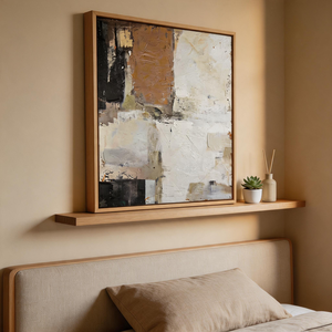 Dipinto su Tela Fatto a Mano in Stile Zen Wabi Sabi, Senza Cornice, Nero <span class=keywords><strong>Ocra</strong></span> Bianco, Blocchi Geometrici Astratti, Natura Morta, Decorazione Murale - Product Image 6