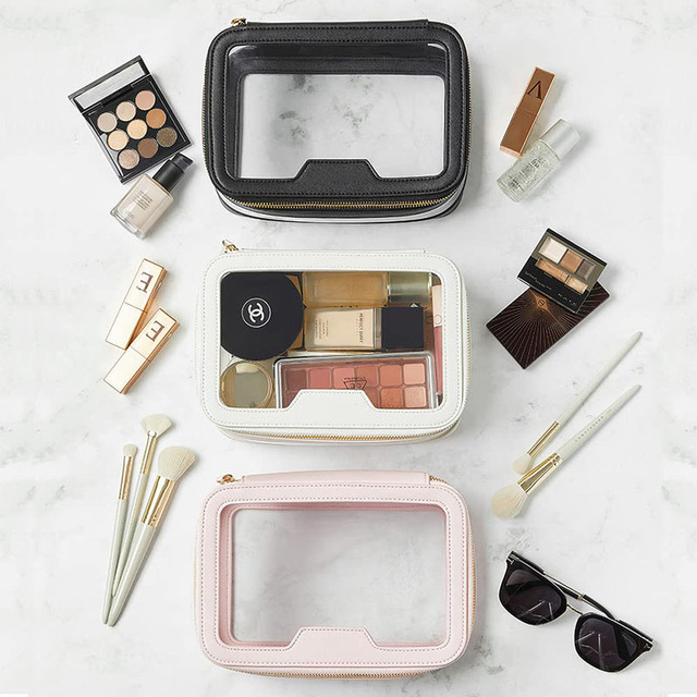 2023 New Design Makeup Bag Customized Clear PVC Makeup Case Factory Women Travel PU Cosmetic Bag