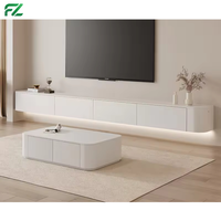 Meuble TV mural moderne suspendu en aluminium alvéolé et table basse combinée pour salon d'appartement, rangement écologique