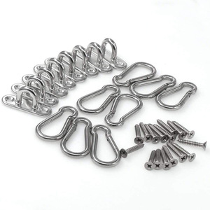 Stainless Steel Fixed Plate Door Buckle Long Oval <b>Snap</b> <b>Hook</b> Load Bearing Outdoor Use - Product Image 3