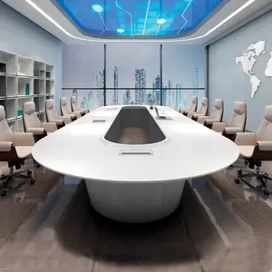 Tavolo da conferenza di lusso moderno di fascia alta 2020 tavolo da conferenza bianco lucido della sala dell'ufficio della pittura del MDF