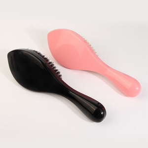 Brosse à barbe noire à poils de sanglier, accessoires de barbier, manche en plastique étanche, brosse à cheveux pour le nettoyage du visage, vente chaude - Product Image 5