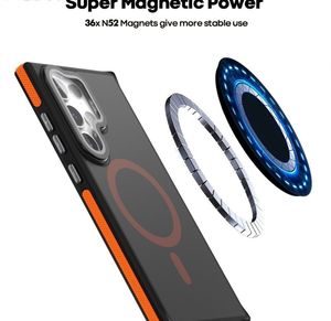 Étui de téléphone magnétique bicolore en TPU avec support d'objectif pour Samsung S22plus S23 ultra S24 <span class=keywords><strong>Japon</strong></span> et Corée du Sud, protection intégrale, finition givrée - Product Image 2