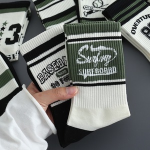 Cotton Breathable Letter Print Adult Casual Sport <b>Socks</b> Summer Knitted Patterned <b>Socks</b> - Product Image 3