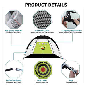 Red de Práctica de Golf Portátil, Jaula de Práctica de Nylon y Fibra de Vidrio, Negra y Verde, para Entrenamiento de Swing en Interiores y Exteriores SE-104 - Product Image 2