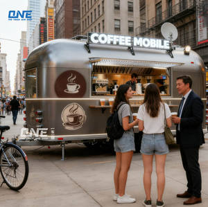 Food Truck in Alluminio per Ristorazione Completamente Attrezzato, Chiosco <span class=keywords><strong>Mobile</strong></span> Prefabbricato per Sandwich, Taco e Caffè - Product Image 2