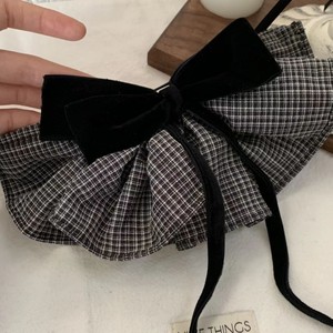 Pinza para el pelo de mujer elegante con lazo de felpa de tela coreana, diseño a cuadros de doble cara, estilo dulce y primaveral - Product Image 4