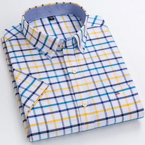 <span class=keywords><strong>Camicia</strong></span> da <span class=keywords><strong>uomo</strong></span> in cotone Oxford Plaid Casual formale a maniche corte abbottonata da lavoro per ufficio <span class=keywords><strong>camicia</strong></span> da <span class=keywords><strong>uomo</strong></span> - Product Image 5