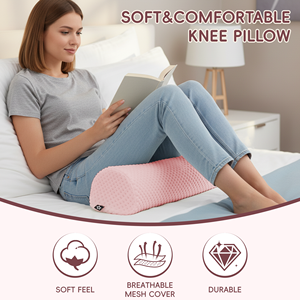 Oreiller ergonomique en mousse à mémoire de forme, demi-cylindre, rose, matelassé, pour le soutien du dos et les massages - Product Image 6