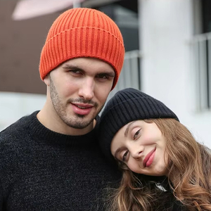 Black Luxury PU Acrylic Men Kids Beny Custom logo Knitted Crochet Baby Wool Winter Beanie Hat With Leather Patch - Product Image 2