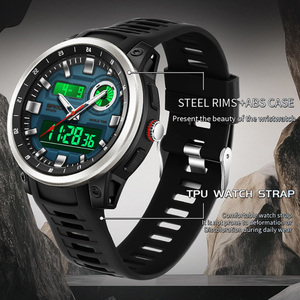SANDA 3389 นาฬิกาดิจิตอลจอแสดงผลคู่, นาฬิกาข้อมือสำหรับเล่นกีฬากลางแจ้งกันน้ำสำหรับทุกเพศพร้อมฟังก์ชั่นเวลาแบบประหยัดแสงและนาฬิกาจับเวลา - Product Image 3