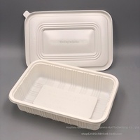 Boîte à lunch jetable biodégradable en amidon de maïs FC650 de 650 ml, style compartimenté, pour la restauration à emporter et les restaurants (vente en gros)
