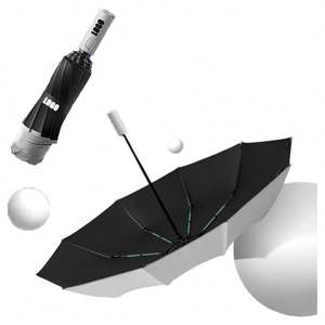 Parapluie entièrement automatique à poignée ouverte, LED, pliable en 3 sections, inversé, anti-UV, pluie, soleil, lampe torche, rayures réfléchissantes, parapluie lumineux - Product Image 6