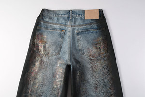 Bán buôn không có tên thương hiệu jeans baggy jeans đen Rhinestone jeans người đàn ông Denim - Product Image 2