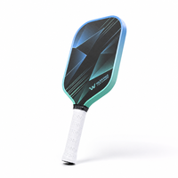 Raquette de pickleball Arctic Teal T700 mate, bord dégradé bleu glace, motif géométrique à faible polyvalence, vente en gros personnalisée