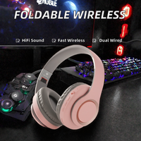 Headphone Nirkabel Bluetooth 5.3 Lipat Over-Ear Stereo HiFi Gaming Headset dengan Indikator Baterai LED Tipe-C untuk Perjalanan