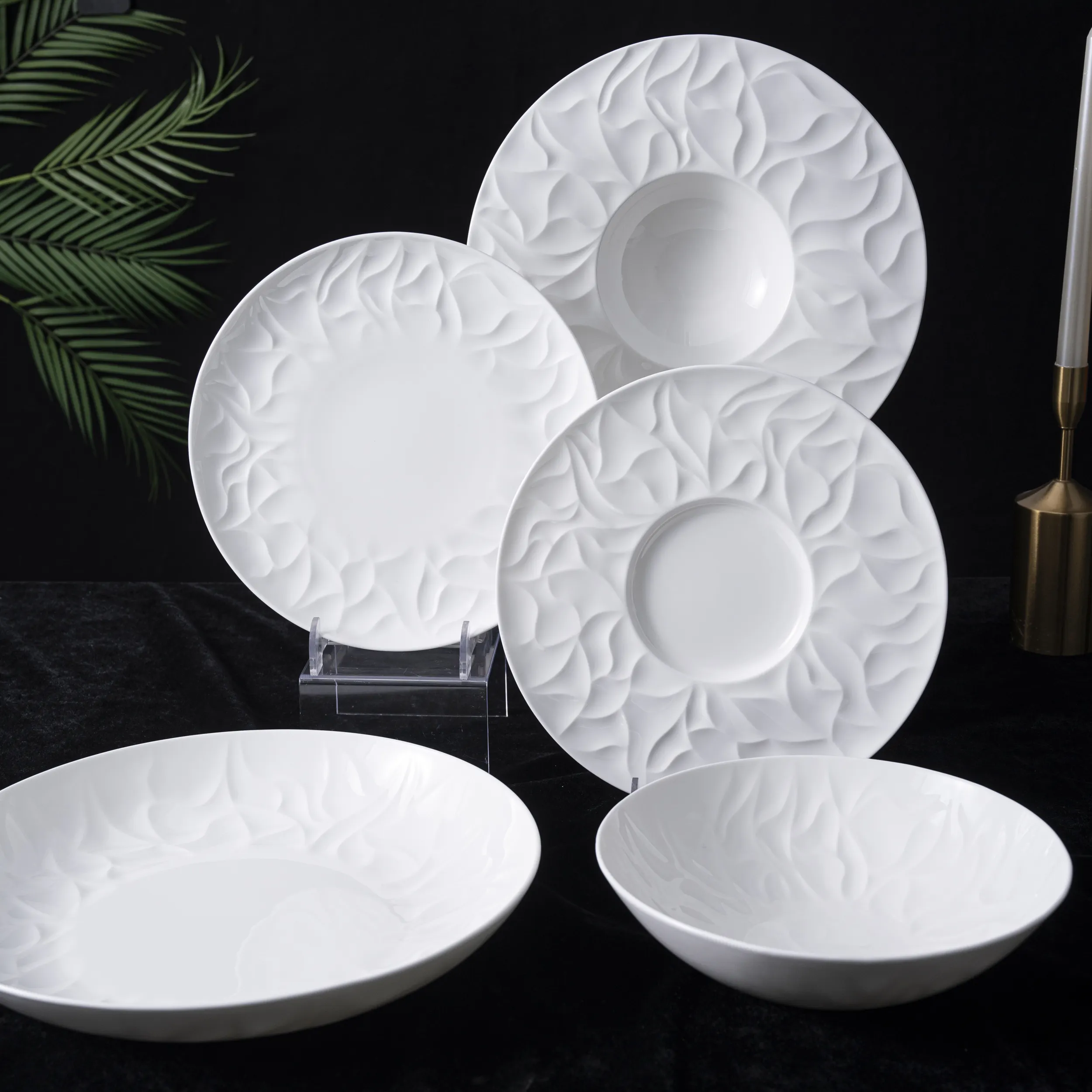 PITO Conjunto de Pratos de jantar em porcelana para restaurante, cozinha doméstica, novo design, prato de cerâmica branco