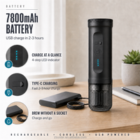 Machine à café portable à capsules avec logo personnalisé, OEM, rechargeable, pour voyage, expresso, avec fonction de chauffage, certifiée CE, FCC, ROHS, en acier inoxydable